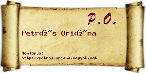 Petrás Oriána névjegykártya
